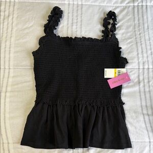 Riley & Rae Black Smocked Ruffle Tank Top. BNWT